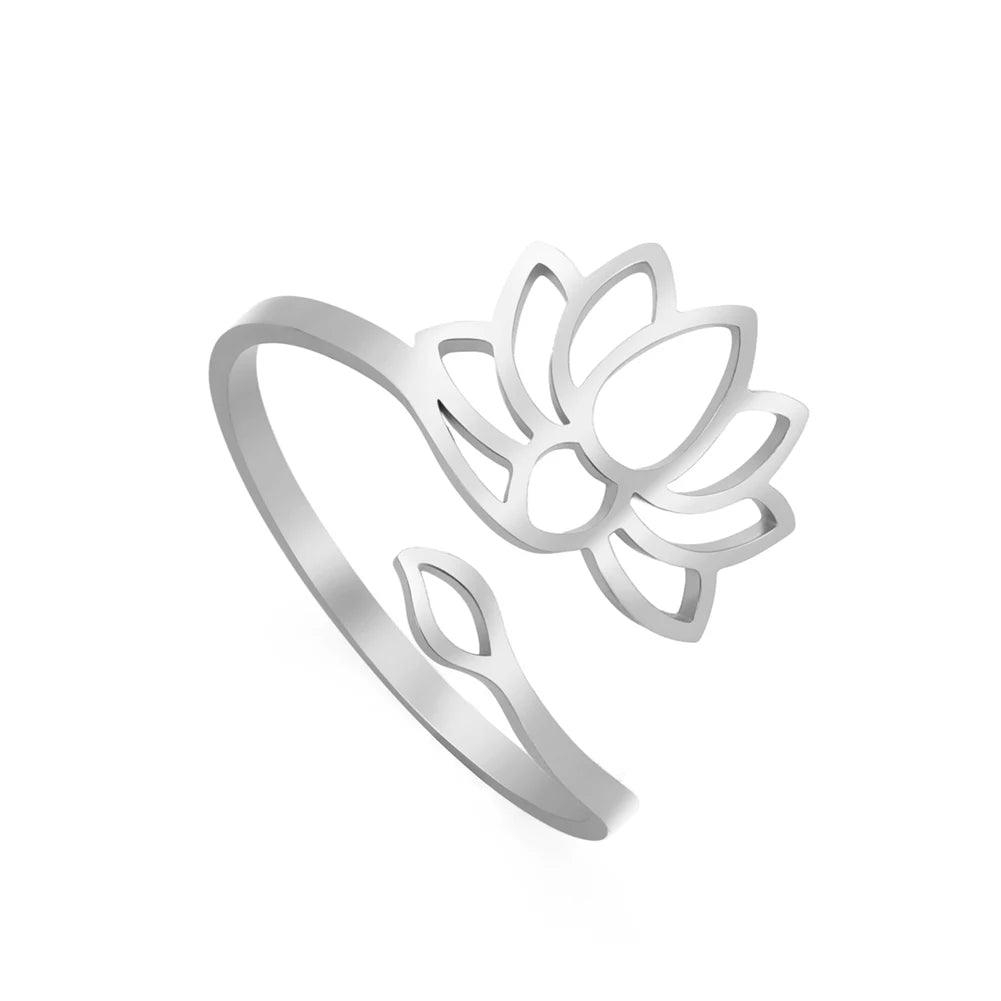Bague Ajustable Fantaisie, Acier Inoxydable Argenté, Motifs Originaux pour Femmes Adultes