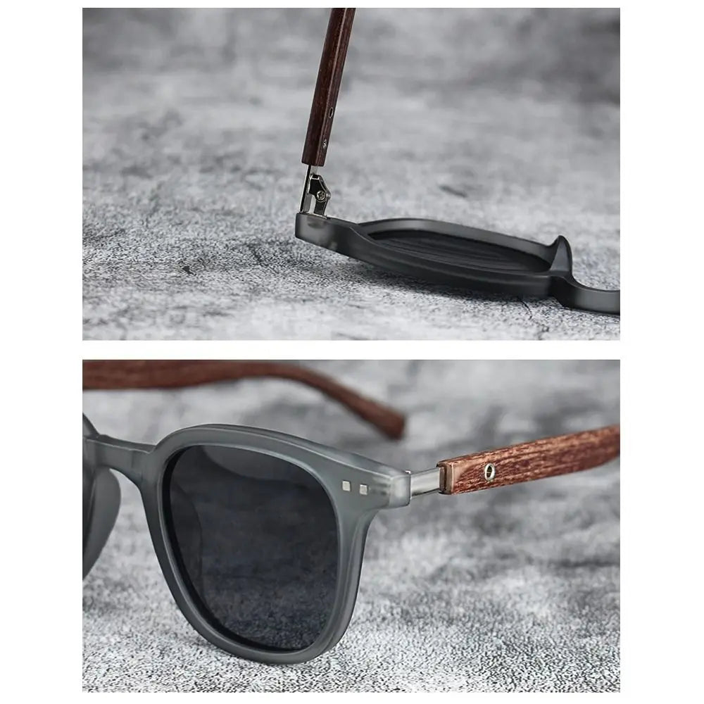Lunettes de Soleil Unisex Effet Bois – Style Rétro UV400