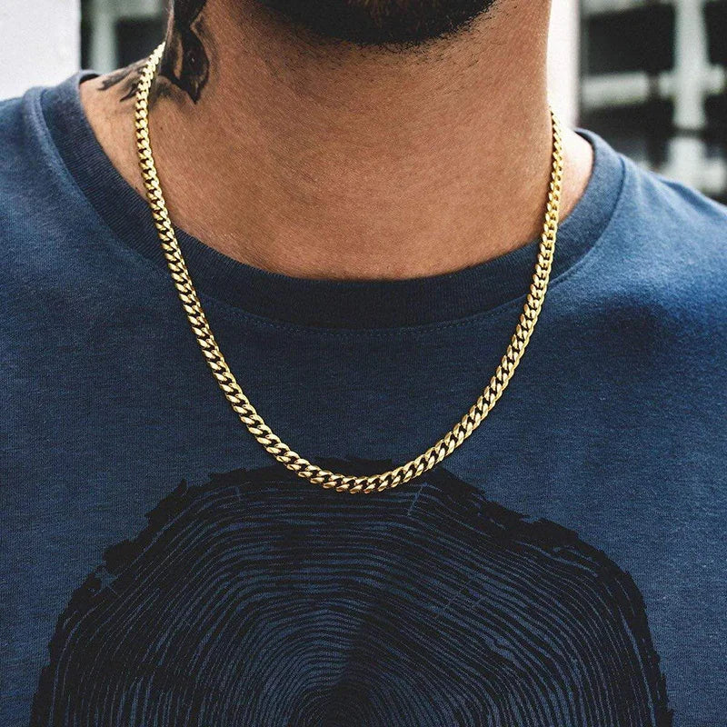 Cadena clásica de acero inoxidable para hombre - Oro y plata