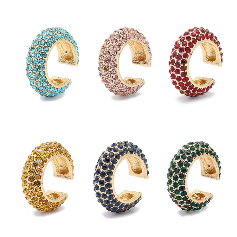 Clip d’Oreille Sans Perçage en Forme de C, Cristaux Zircon, Style Empilable