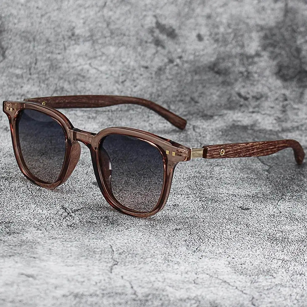 Lunettes de Soleil Unisex Effet Bois – Style Rétro UV400