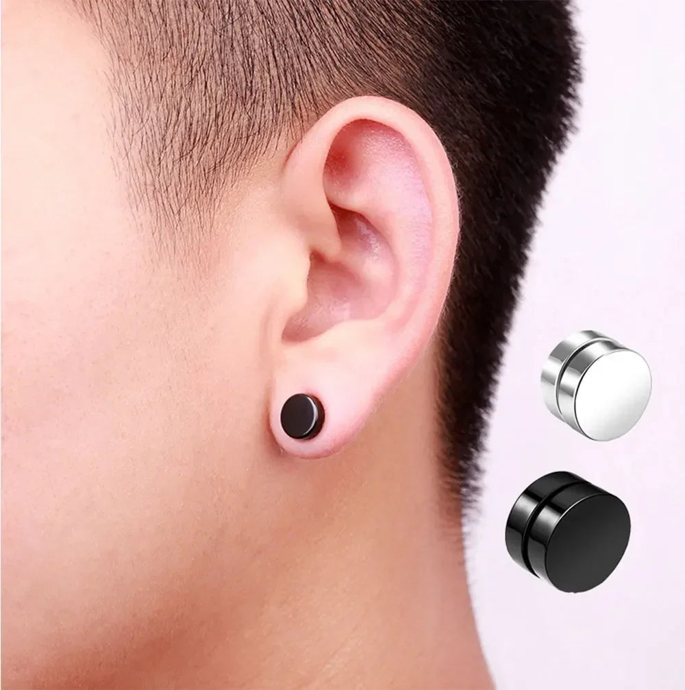Pendientes magnéticos unisex de clip sin perforación en acero inoxidable