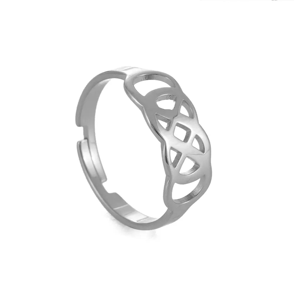 Bague Ajustable Fantaisie, Acier Inoxydable Argenté, Motifs Originaux pour Femmes Adultes