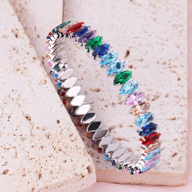 Collier Tennis Multicolore Femme – Zircon Brillant