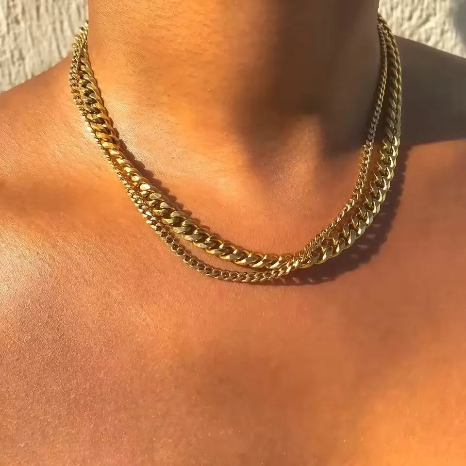 Cadena clásica de acero inoxidable para hombre - Oro y plata