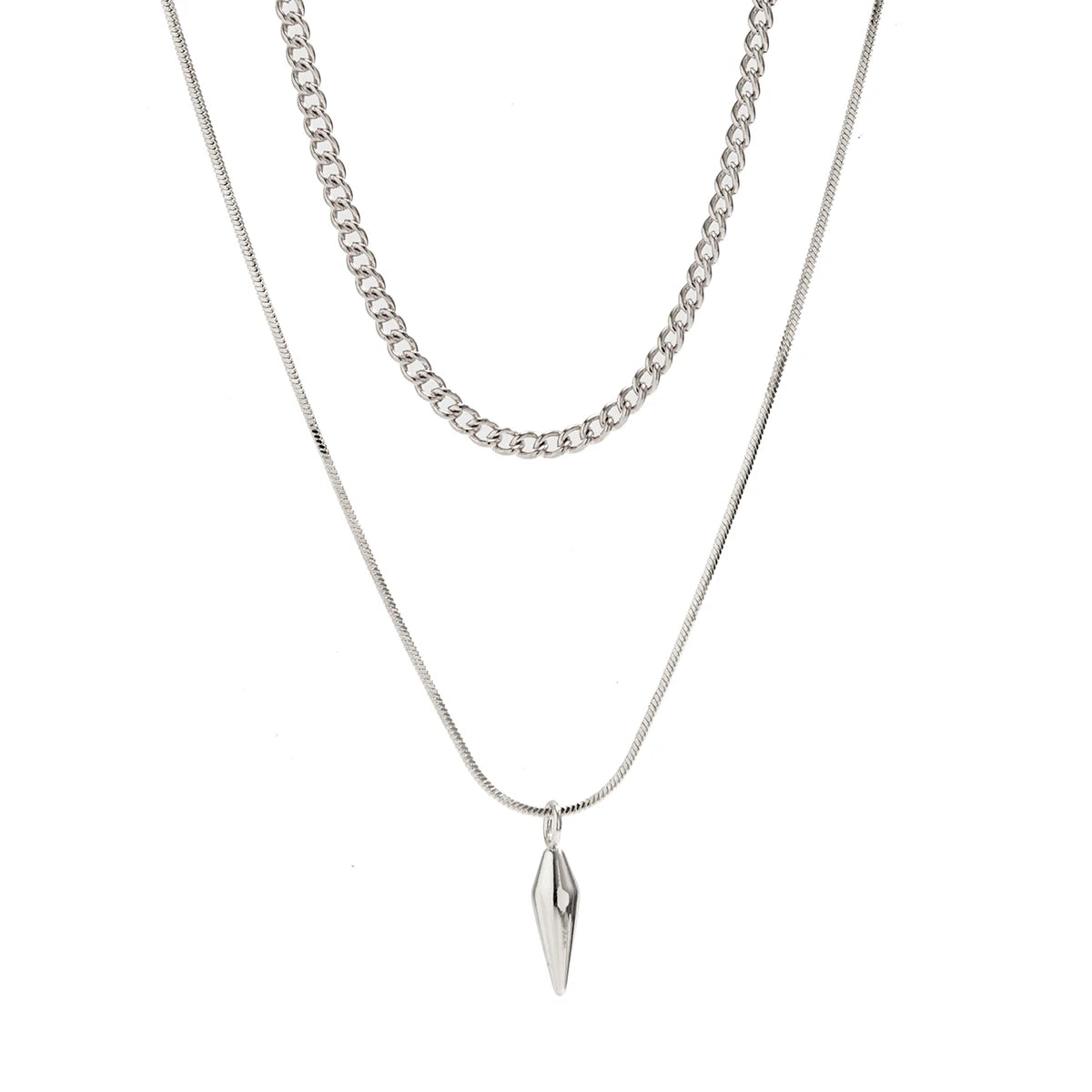Set 2 Colliers Homme – Style Punk avec Pendentif Rivet en Acier Inoxydable