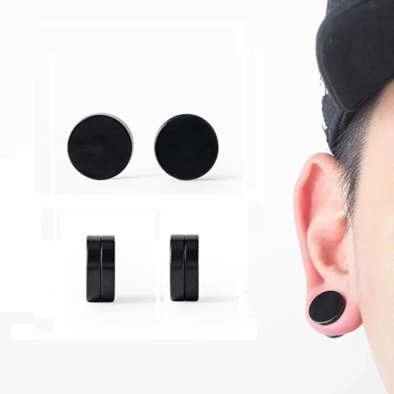 Pendientes magnéticos unisex de clip sin perforación en acero inoxidable