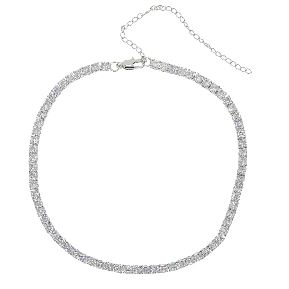 Collier Tennis 4mm Zircon Cubique – Luxe Brillant Femme