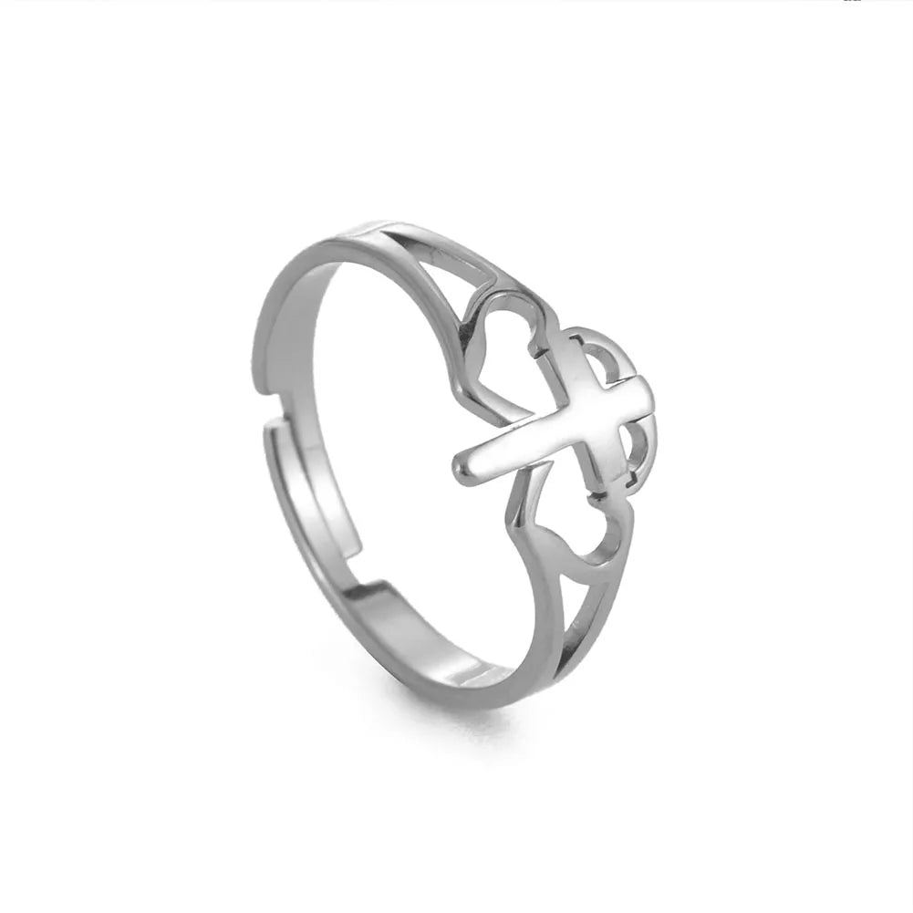Bague Ajustable Fantaisie, Acier Inoxydable Argenté, Motifs Originaux pour Femmes Adultes