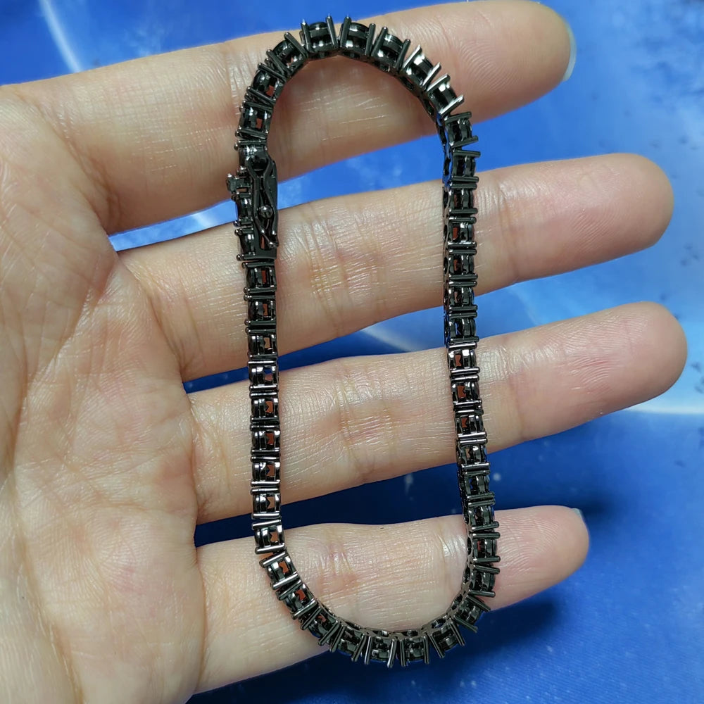 Bracelet Tennis Zirconia Noir– Élégance Urbaine Unisexe