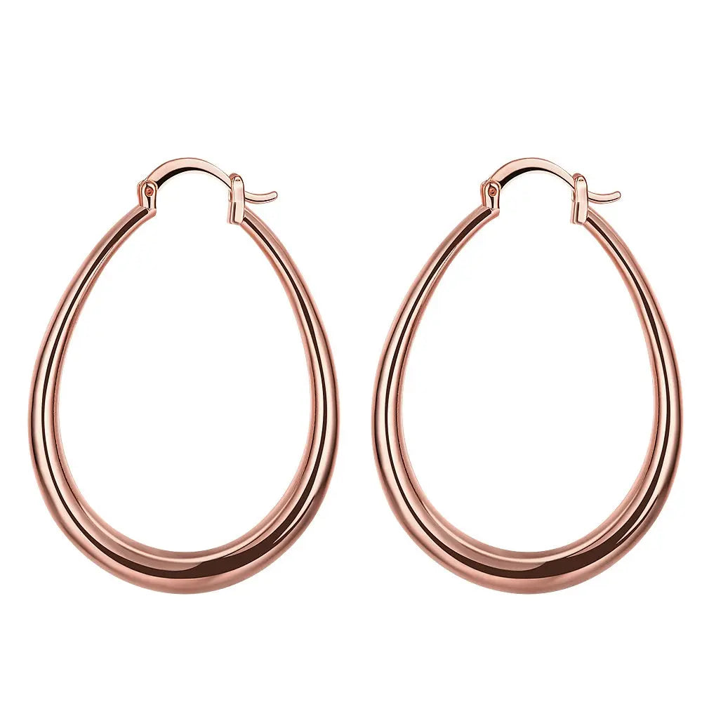 Oval earrings, gold plated, timeless elegance