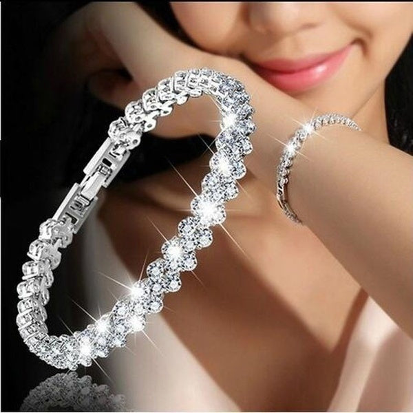 Luxury gold bracelet with rhinestones – Bohemian style intertwined leaves