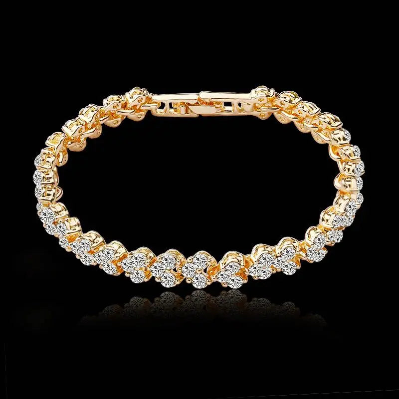Luxury gold bracelet with rhinestones – Bohemian style intertwined leaves