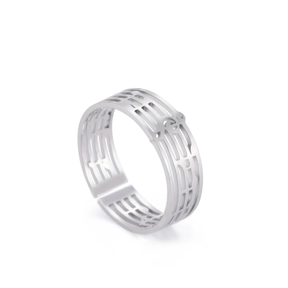 Bague Ajustable Fantaisie, Acier Inoxydable Argenté, Motifs Originaux pour Femmes Adultes