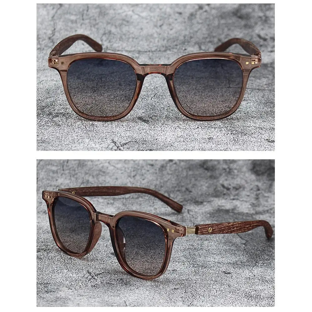 Lunettes de Soleil Unisex Effet Bois – Style Rétro UV400