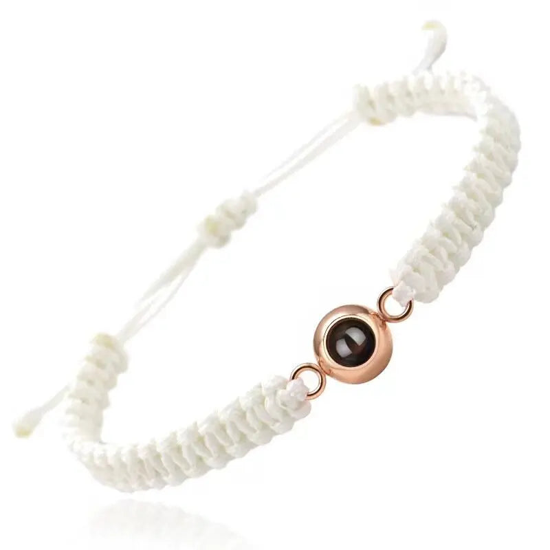 bracelet personnalisé projection photo blanc, acier inoxydable
