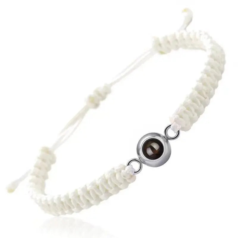 bracelet personnalisé projection photo blanc, acier inoxydable