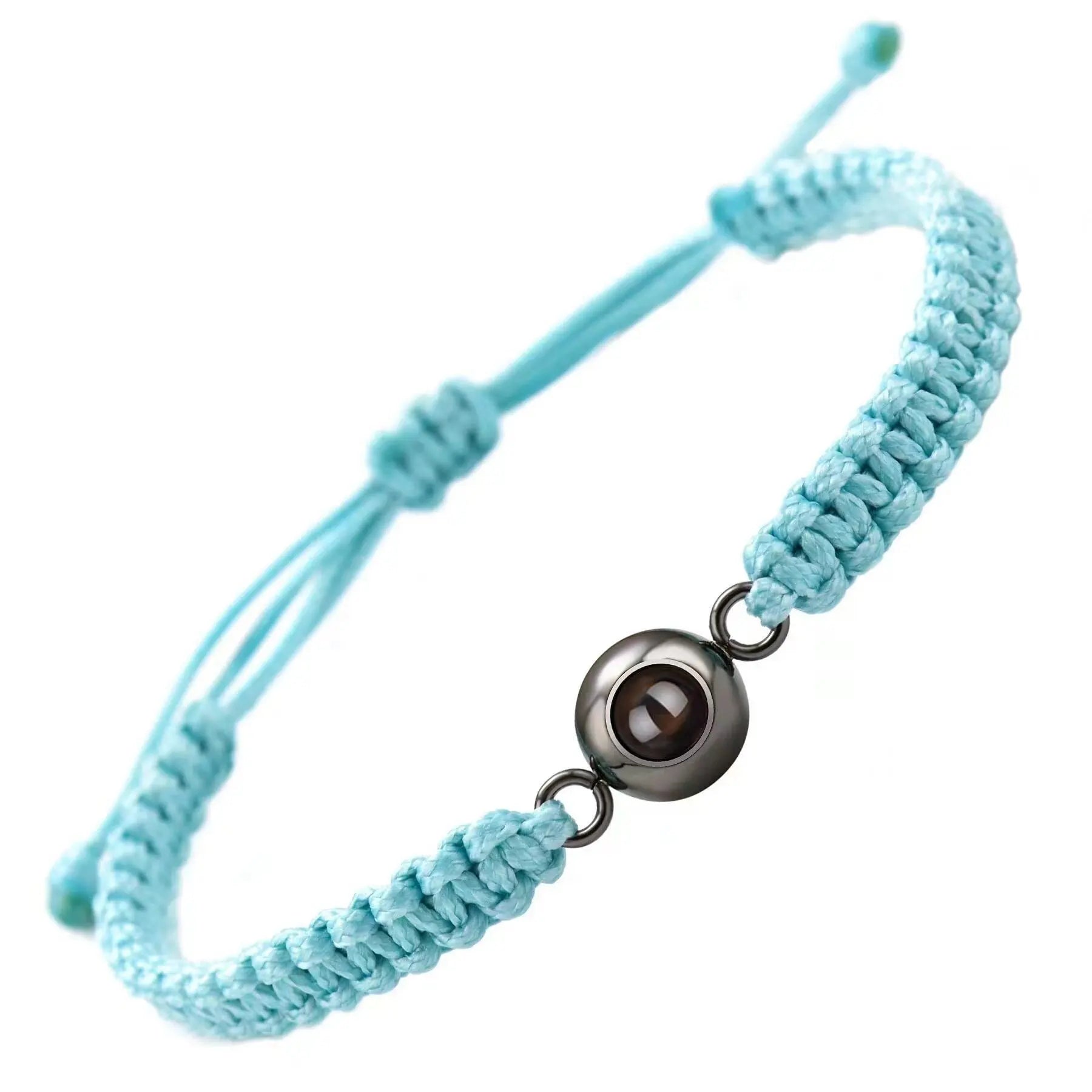 bracelet personnalisé projection photo bleu, acier inoxydable