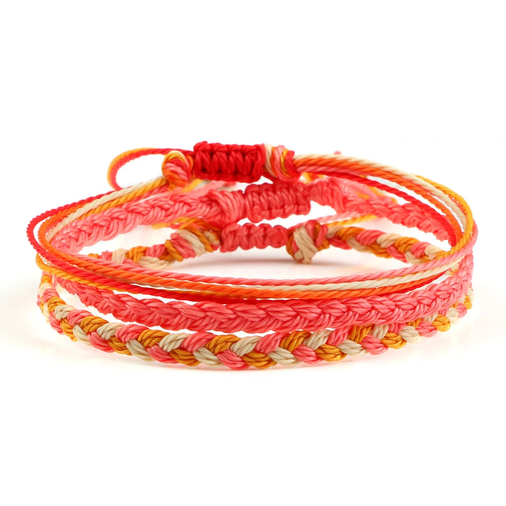 bracelet réglable tibétain multicolore tressé a la main