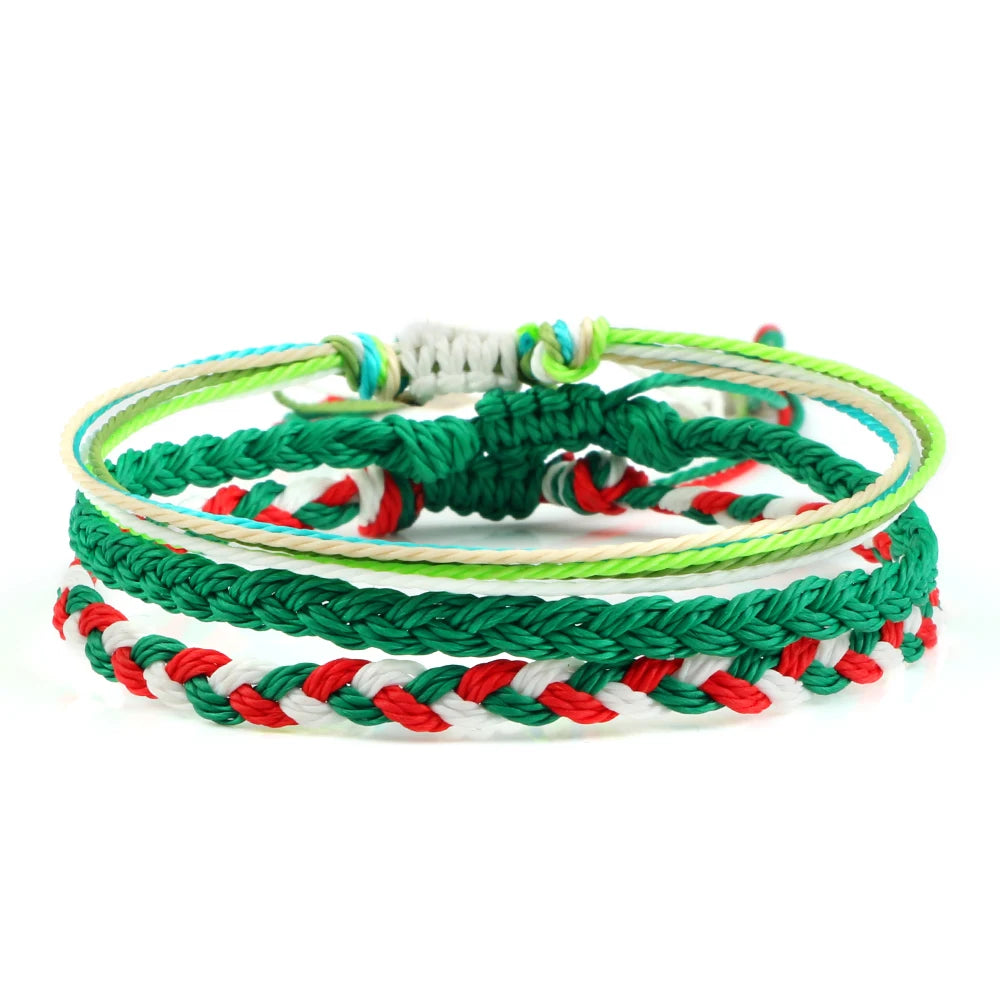 bracelet tressé a la main multicolore