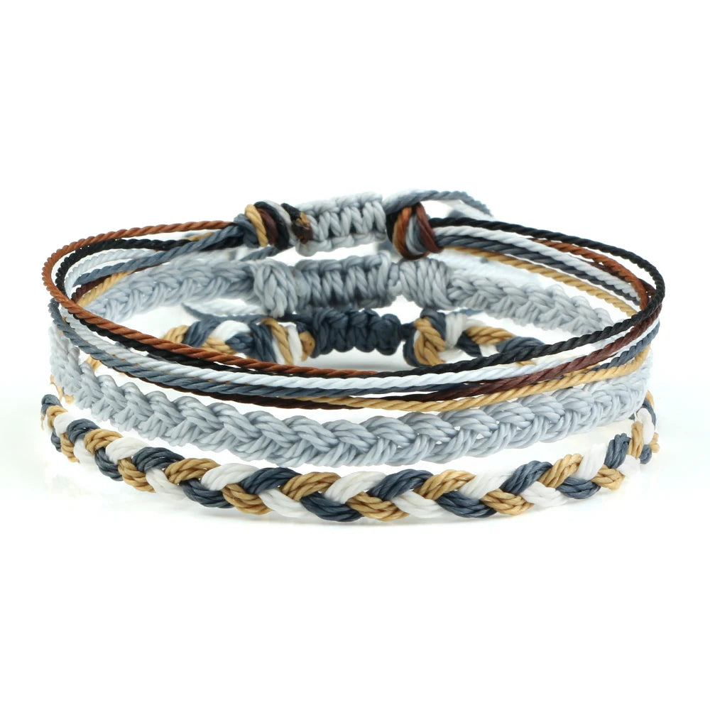 bracelet tibétain réglable, tressé a la main, multicolore