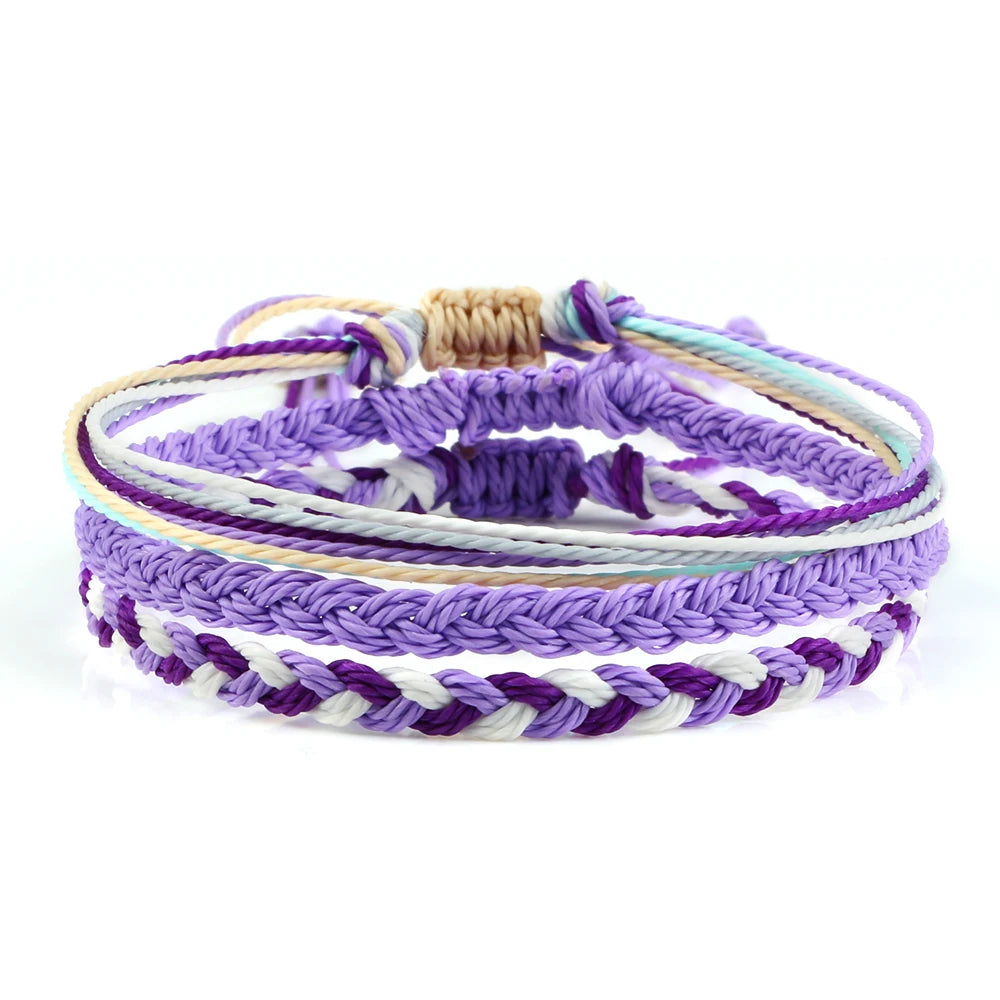 bracelet tibétain multicolore tressé a la main