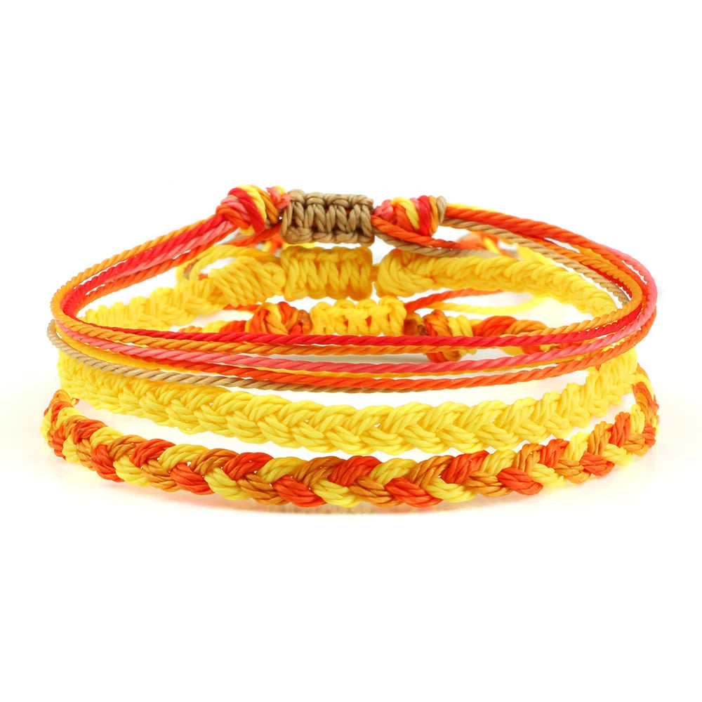 bracelet tressé a la main multicolore tibétain, réglable
