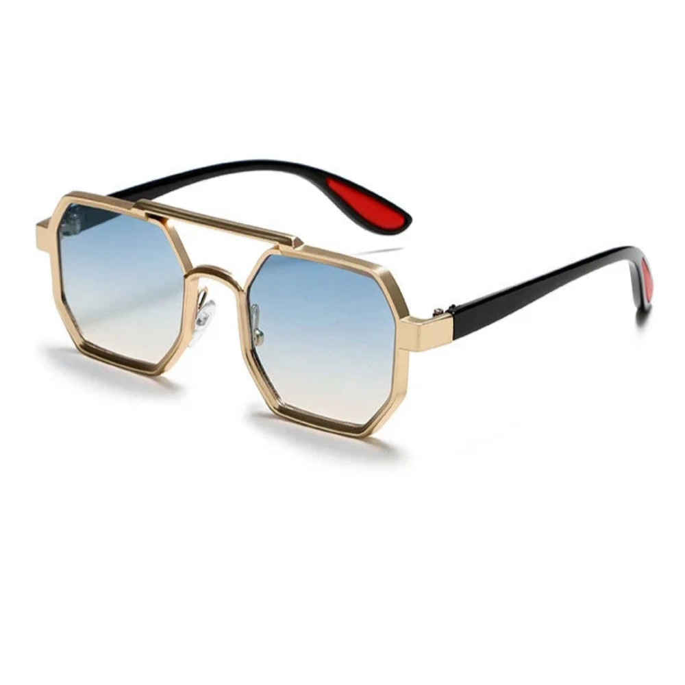 Lunettes de Soleil Polygonales Métal, Style Designer UV400 Unisexe
