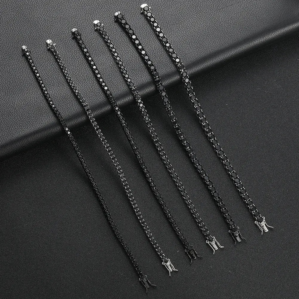 Bracelet Tennis Noir – Zirconia 3/4/5mm Unisexe Élégance Urbaine-Bracelets-Héritage Chic -Heritage Chic