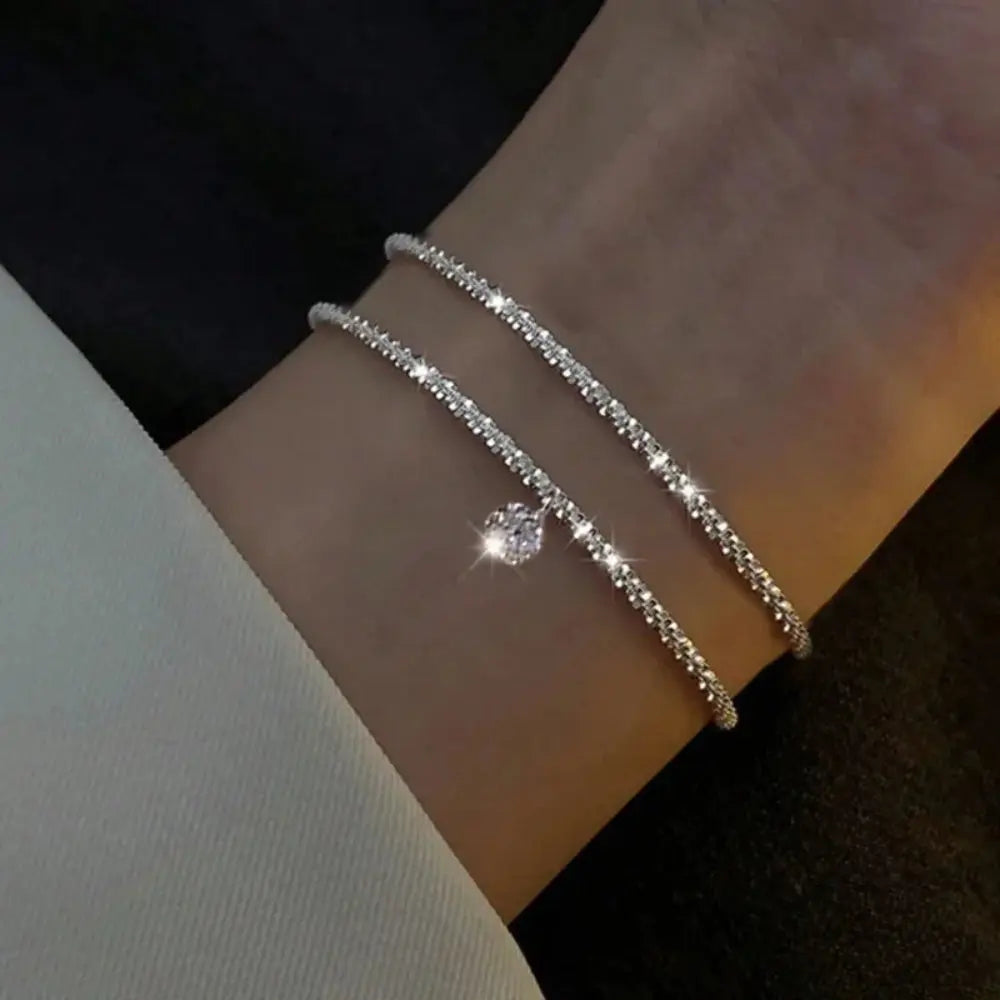 Bracelet ajustable en argent sterling 925 – Élégance scintillante-Bracelets-Héritage Chic -Heritage Chic