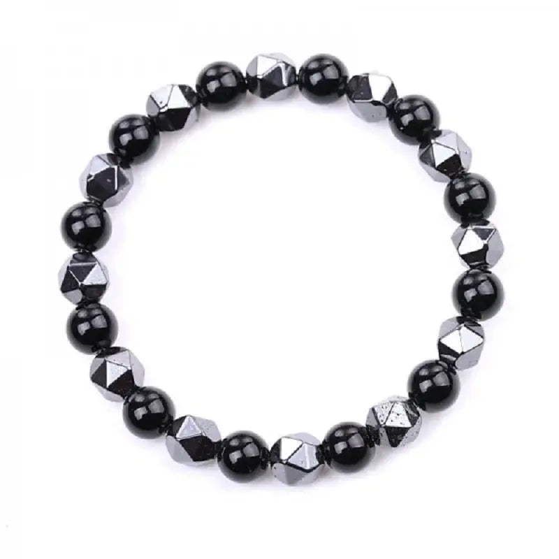 Bracelet homme croix perles noires minimaliste-Bracelets-Héritage Chic -Heritage Chic