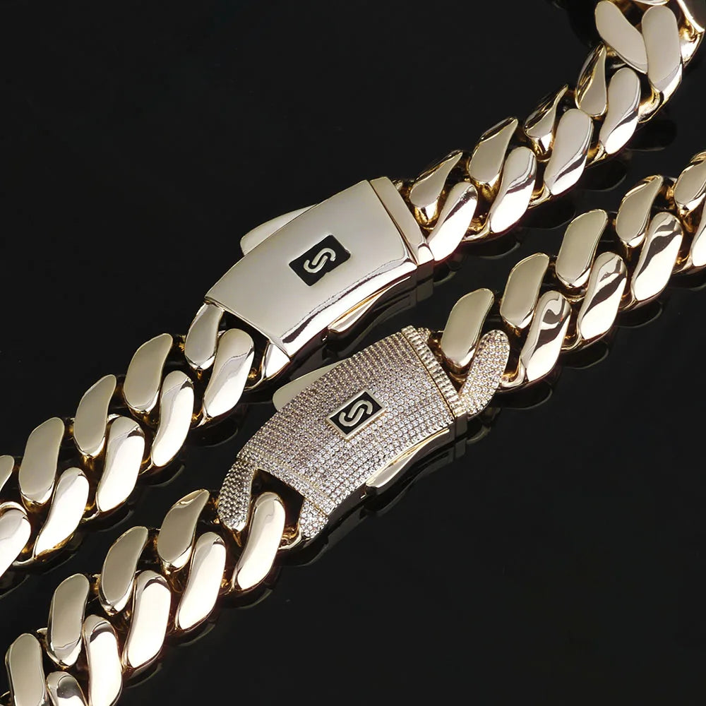 Bracelet chaîne cubaine plaqué or 14k luxe homme