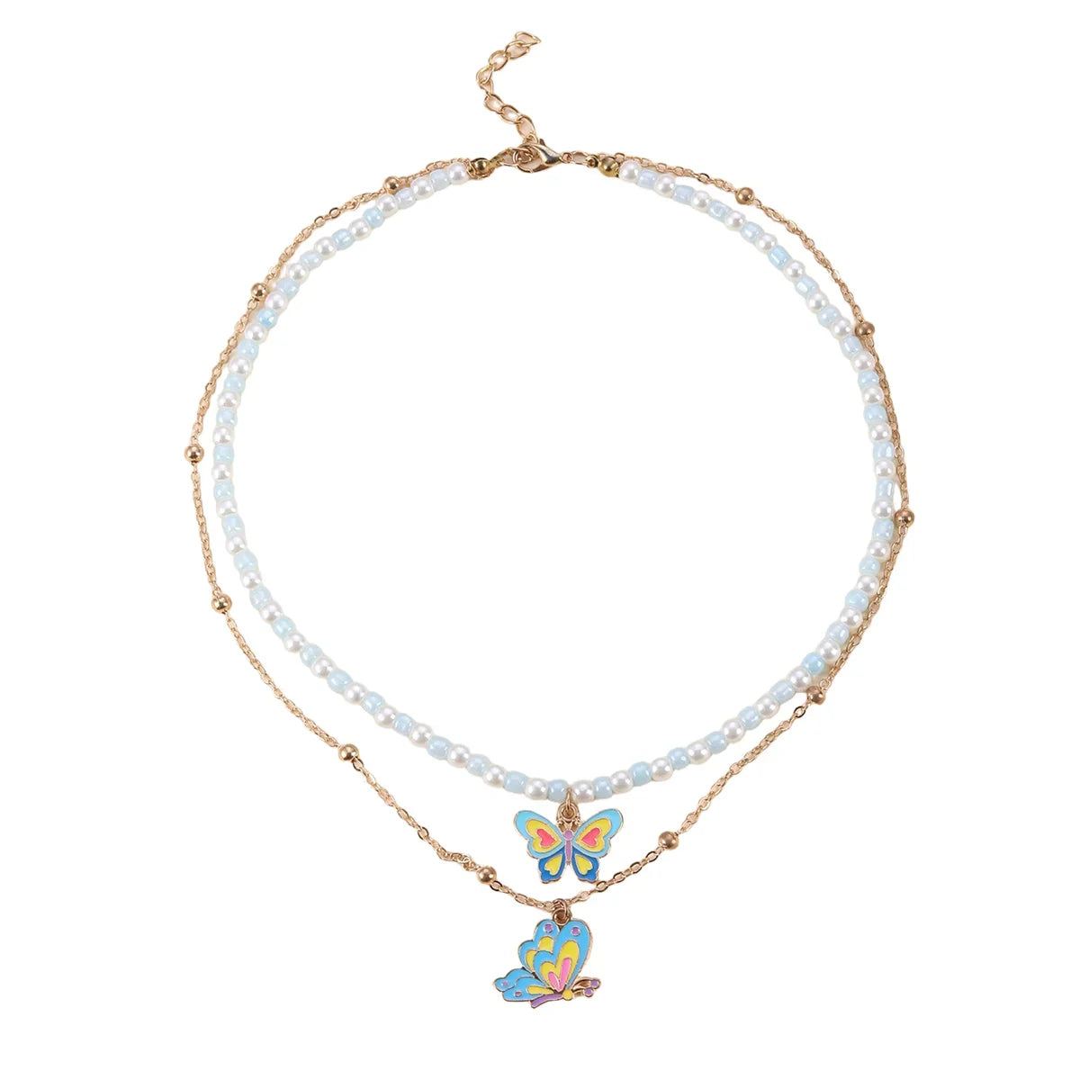 Collier multicouches enfant avec pendentif papillon