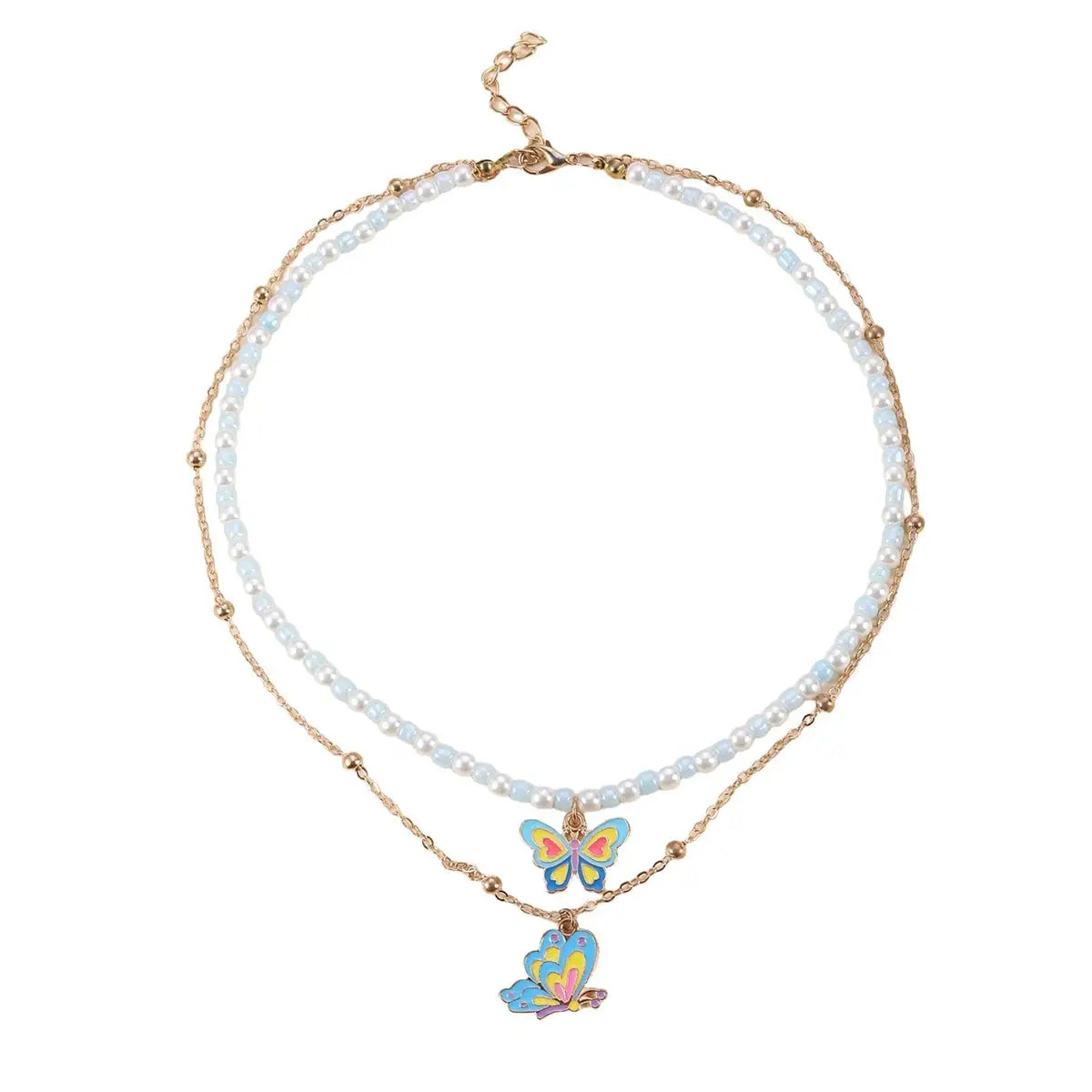 Collier multicouches enfant avec pendentif papillon