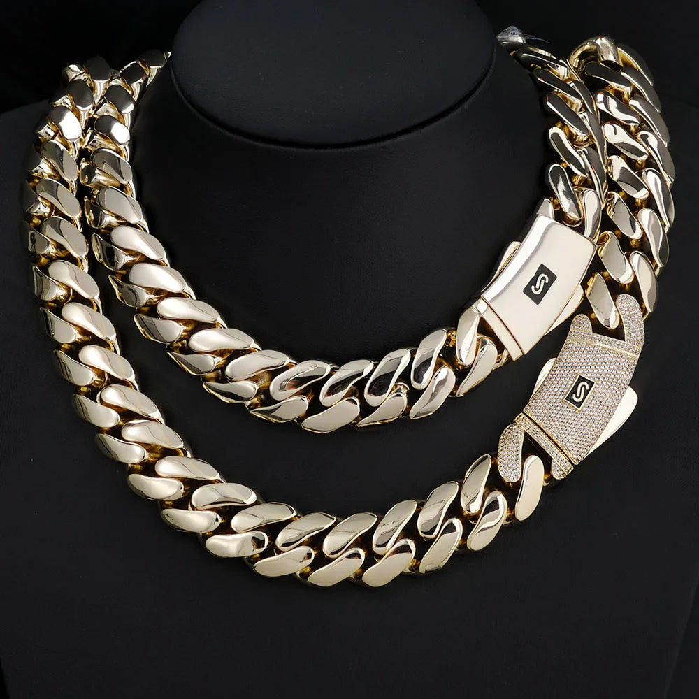 Collier chaîne cubaine plaqué or 14k pour homme