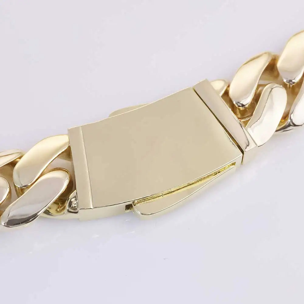 Collier et bracelet chaîne cubaine dorés assortis