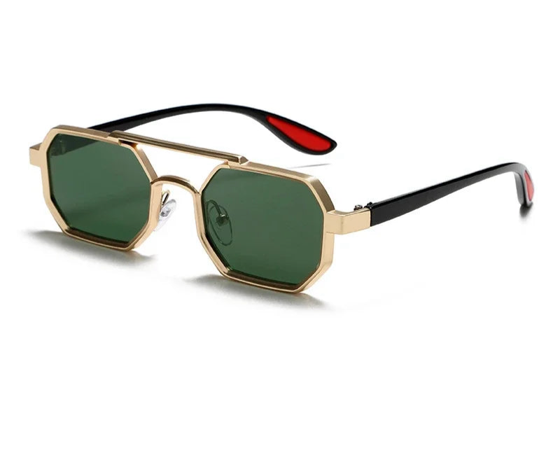 Lunettes de Soleil Polygonales Métal, Style Designer UV400 Unisexe