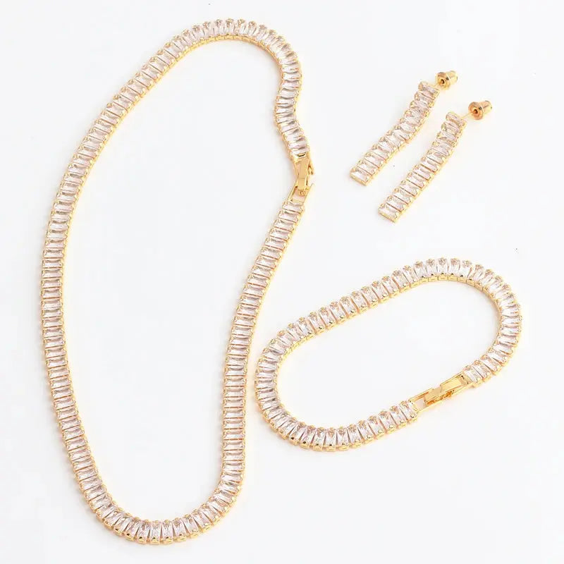 Ensemble Bijoux Femme – Collier Tennis Choker & Boucles d’Oreilles en Zircon Cubique-Collier-Héritage Chic -Heritage Chic