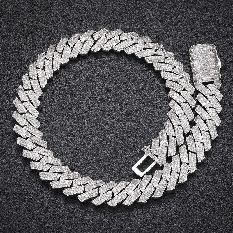 European and American Classic Style High-quality Necklace 16mm Diamond Cuban Link Chain Hiphop Trend Rapper's Jewelry Necklace Heritage Chic
