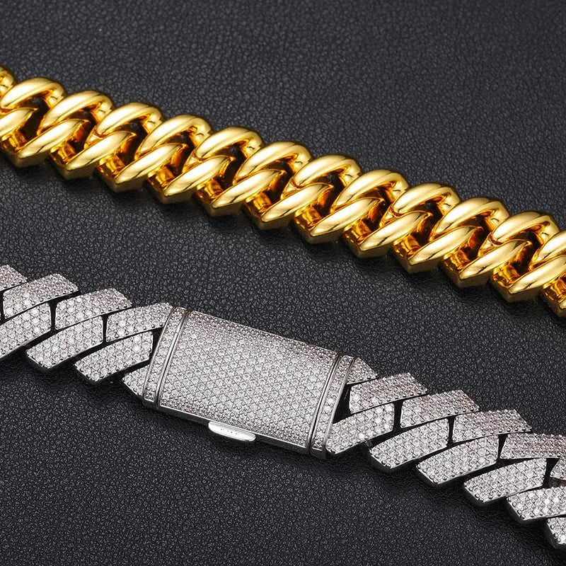 European and American Classic Style High-quality Necklace 16mm Diamond Cuban Link Chain Hiphop Trend Rapper's Jewelry Necklace Heritage Chic