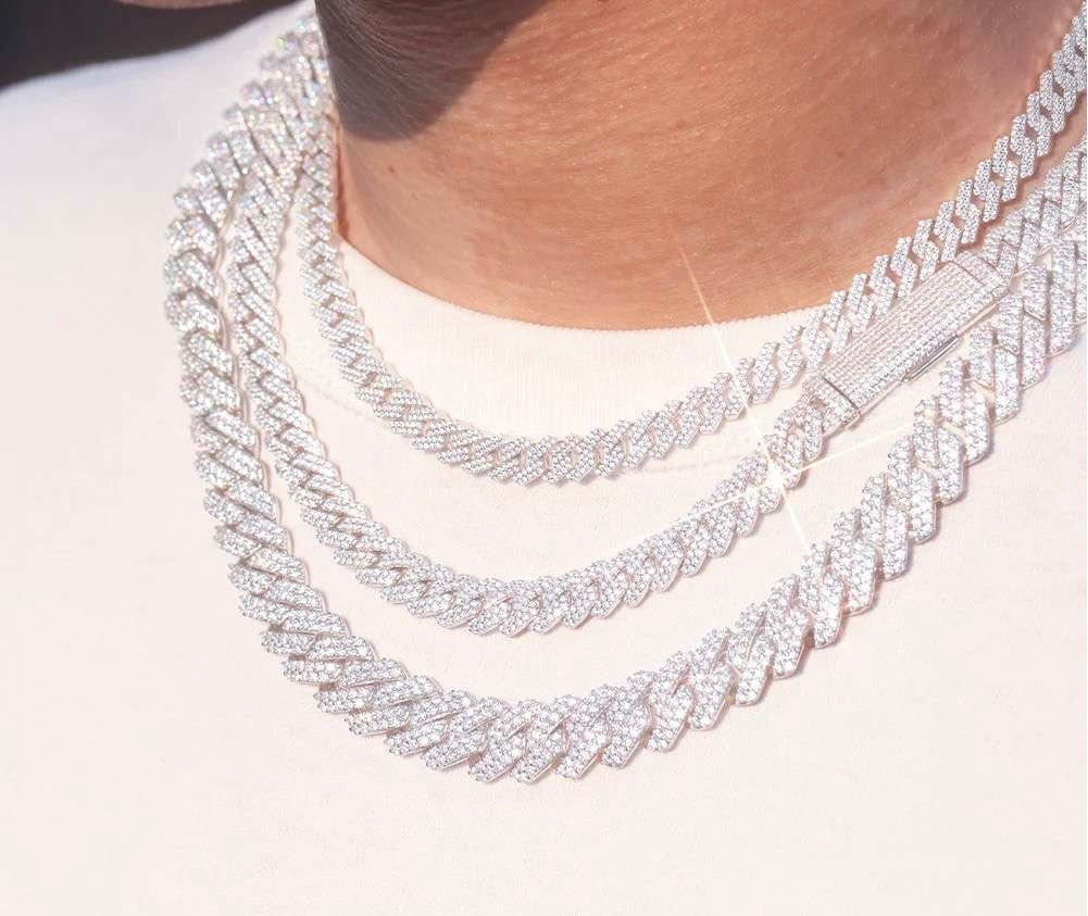 Chaîne Cuban Link Noire moissanite et Argent 925 (10mm)