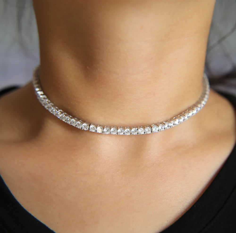 Collier Tennis 4mm Zircon Cubique – Luxe Brillant Femme