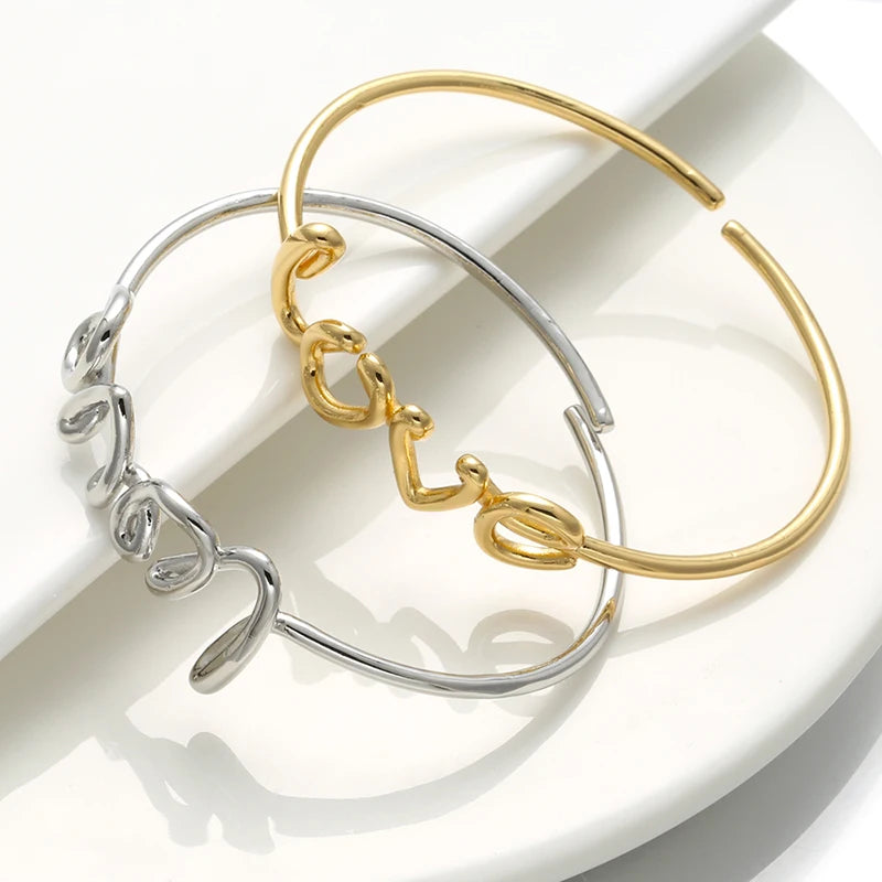 Bracelet Toi et Moi – Bracelet ouvert pour couple, style déclaration d’amour, or et argent