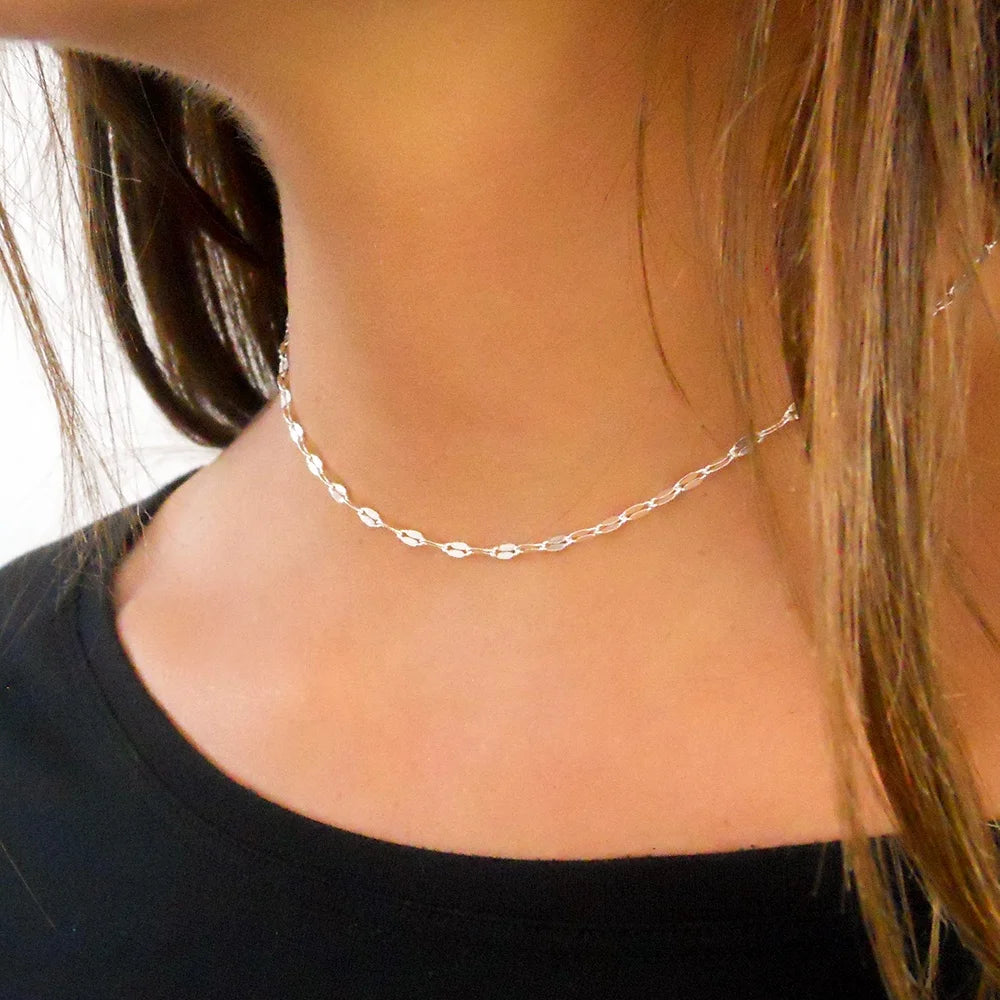 Collier fin en acier inoxydable doré – Double chaîne minimaliste EManco, style ras-du-cou élégant