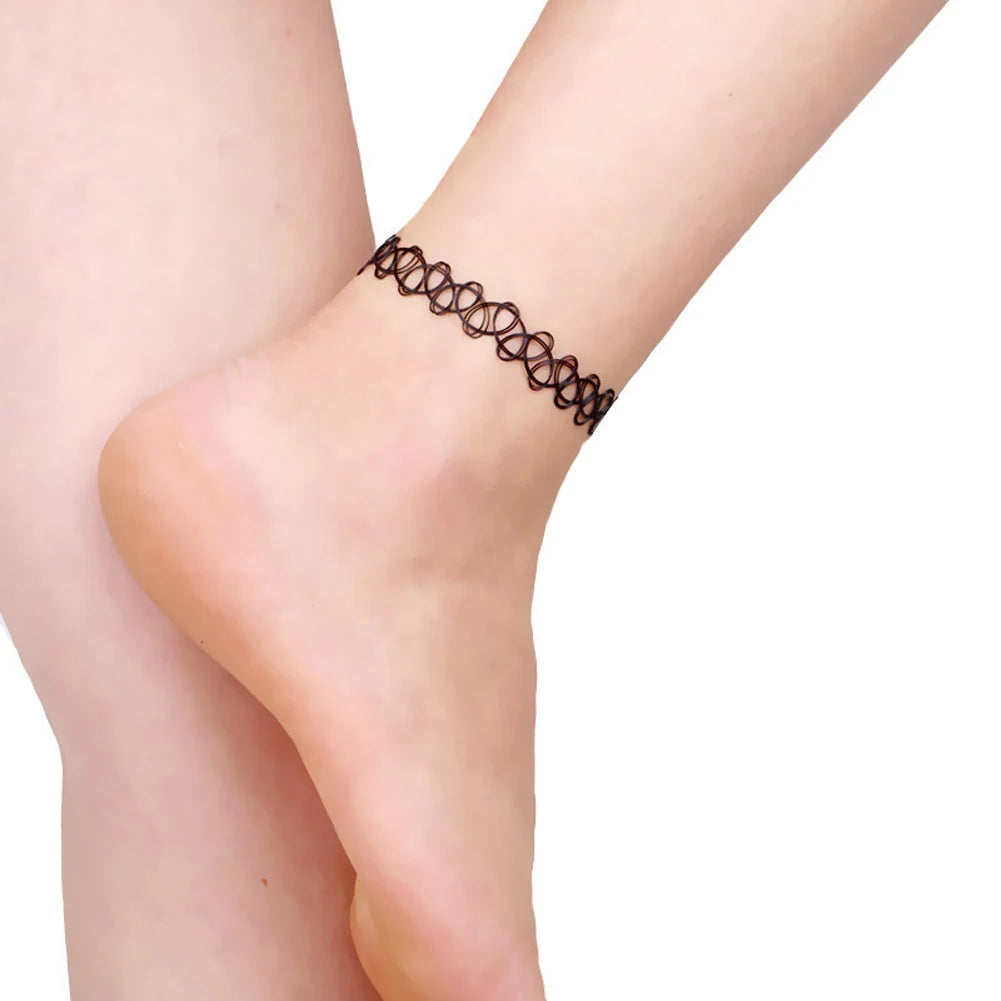 Bracelet de cheville de tatouage élastique pour femme