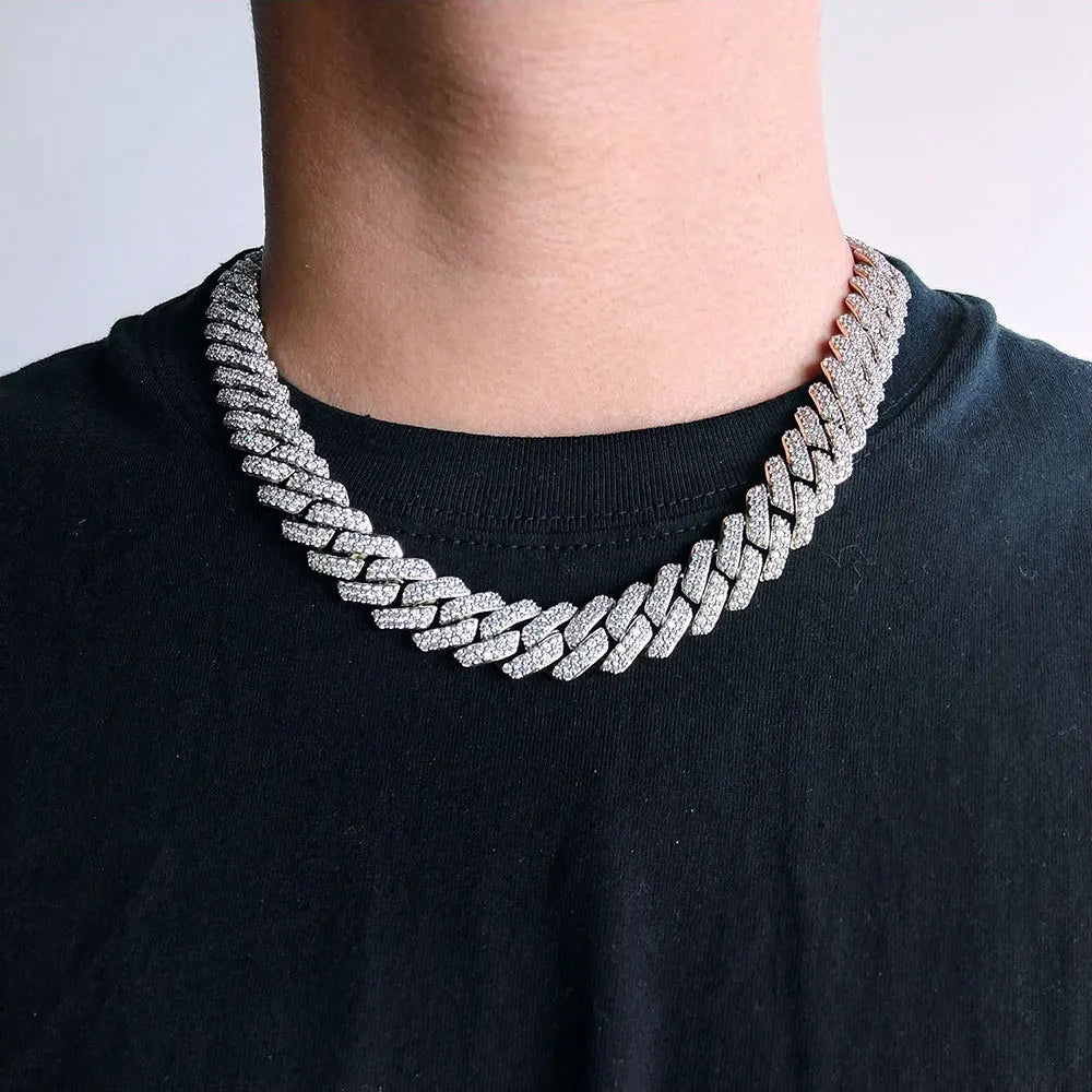 Collier Hip-Hop Homme – Chaîne Cubaine Zircon 15mm