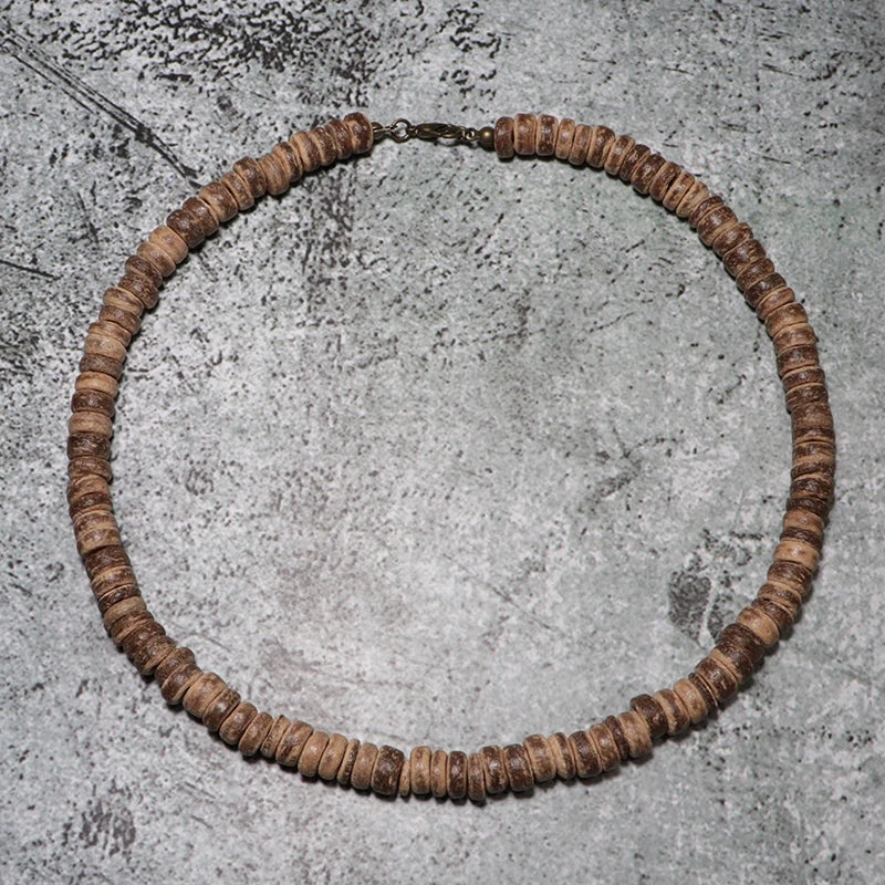 Collier Homme en Bois Naturel – Choker Style Vintage et Méditation