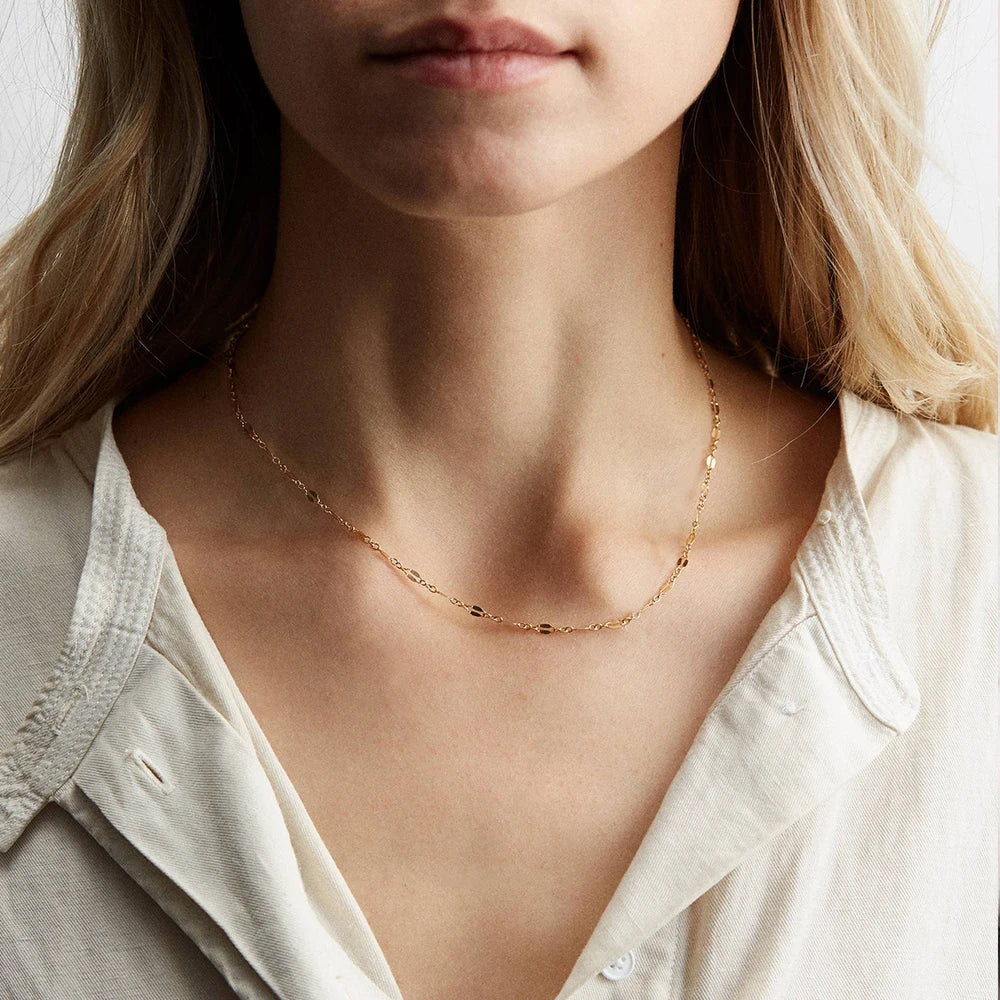 Collier fin en acier inoxydable doré – Double chaîne minimaliste EManco, style ras-du-cou élégant
