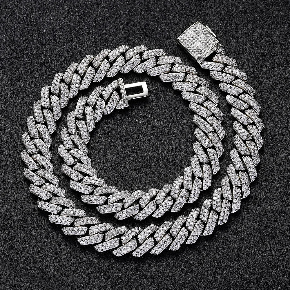 Collier Hip-Hop Homme – Chaîne Cubaine Zircon 15mm