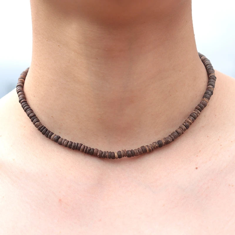 Collier Homme en Bois Naturel – Choker Style Vintage et Méditation